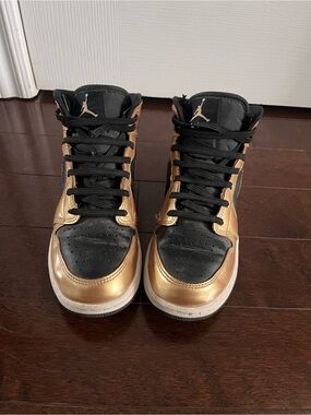 Jordan High Top Sneakers in Black and Metallic Gold